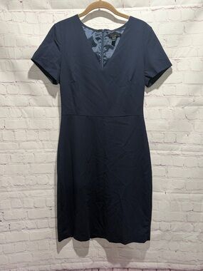 J. Crew Navy V-Neck Short Sleeve Midi Dress Woman’s Size 6